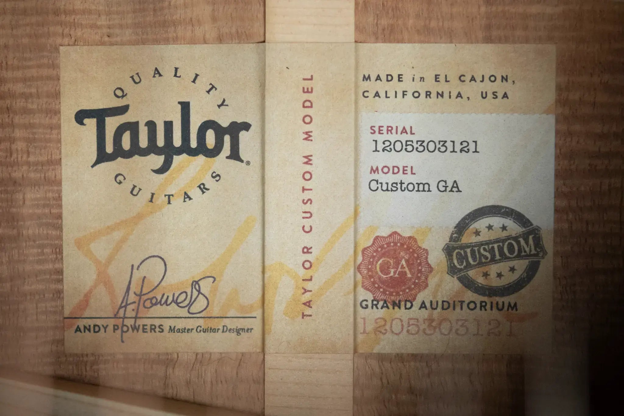 Taylor Custom Shop Master Grade Koa Grand Auditorium Acoustic/Electric Guitar with Hardshell Case - Used