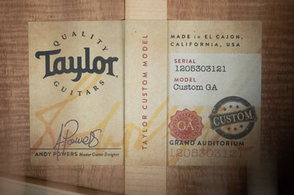 Taylor Custom Shop Master Grade Koa Grand Auditorium Acoustic/Electric Guitar with Hardshell Case - Used