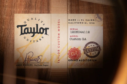 Taylor Custom Shop #12685 Grand Auditorium Acoustic/Electric Guitar with Hardshell Case