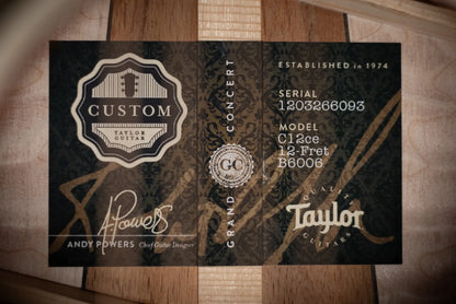 Taylor Custom Shop C12ce 12-Fret B8006 2026 Catch Event #6 Grand Concert Acoustic/Electric Guitar - Lutz Spruce / Big Leaf Maple with Hardshell Case