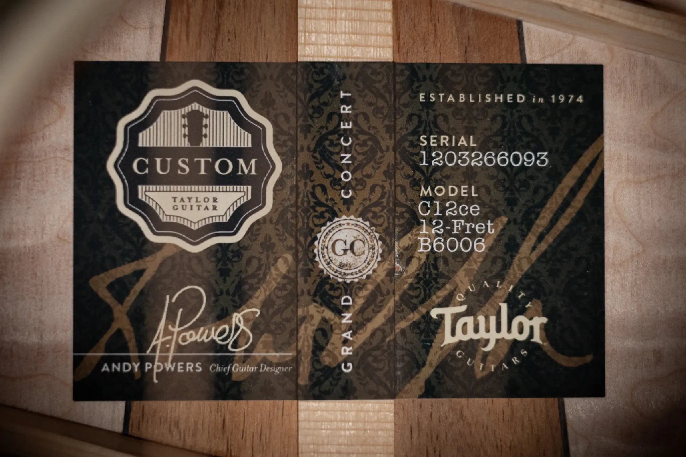 Taylor Custom Shop C12ce 12-Fret B8006 2026 Catch Event #6 Grand Concert Acoustic/Electric Guitar with Hardshell Case