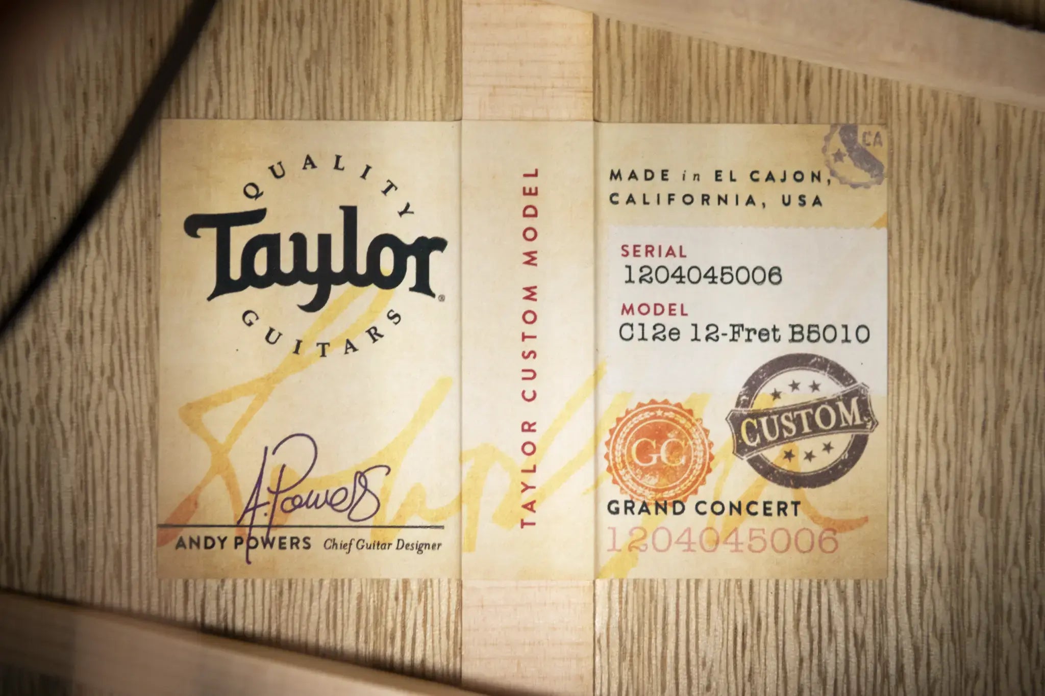 Taylor "The Monument" 1 of 20 C12e 12-Fret 2025 Catch Event #10 Grand Concert Acoustic/Electric Guitar - Black Limba/Sinker Cypress with Hardshell Case