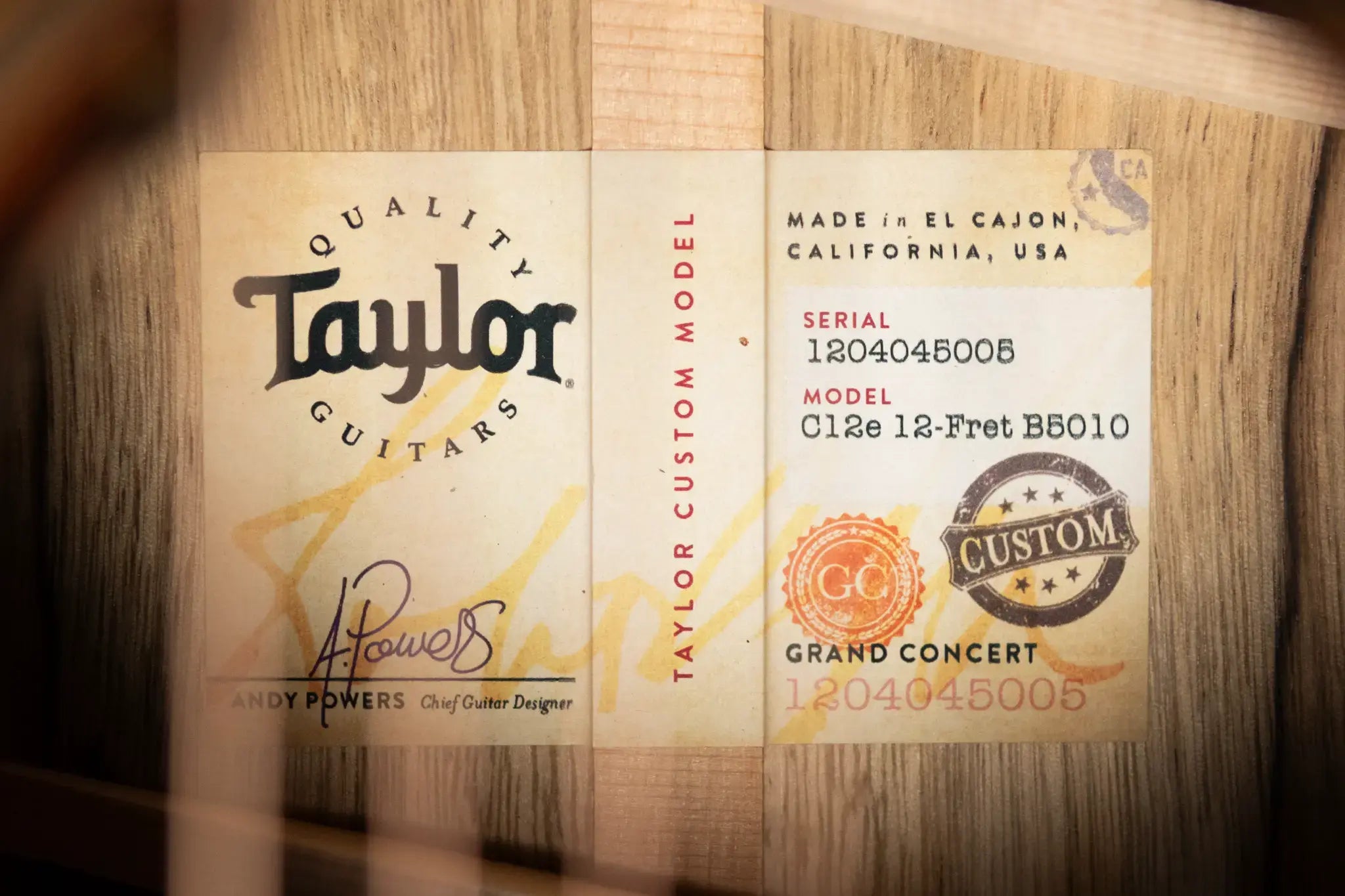 Taylor "The Monument" 1 of 20 12-Fret 2025 Catch Event #10 Grand Concert Acoustic/Electric Guitar - Black Limba/Sinker Cypress with Hardshell Case