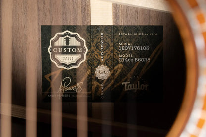 Taylor Custom Shop C14ce B6028 2026 Catch Custom #28 Grand Audtorium Acoustic/Electric Guitar - Sinker Redwood/Walnut with Hardshell Case