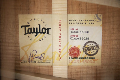 Taylor Custom Shop C14ce Grand Auditorium 2025 Catch Event #28 Acoustic/Electric Guitar - Cedar/AA Koa with Hardshell Case