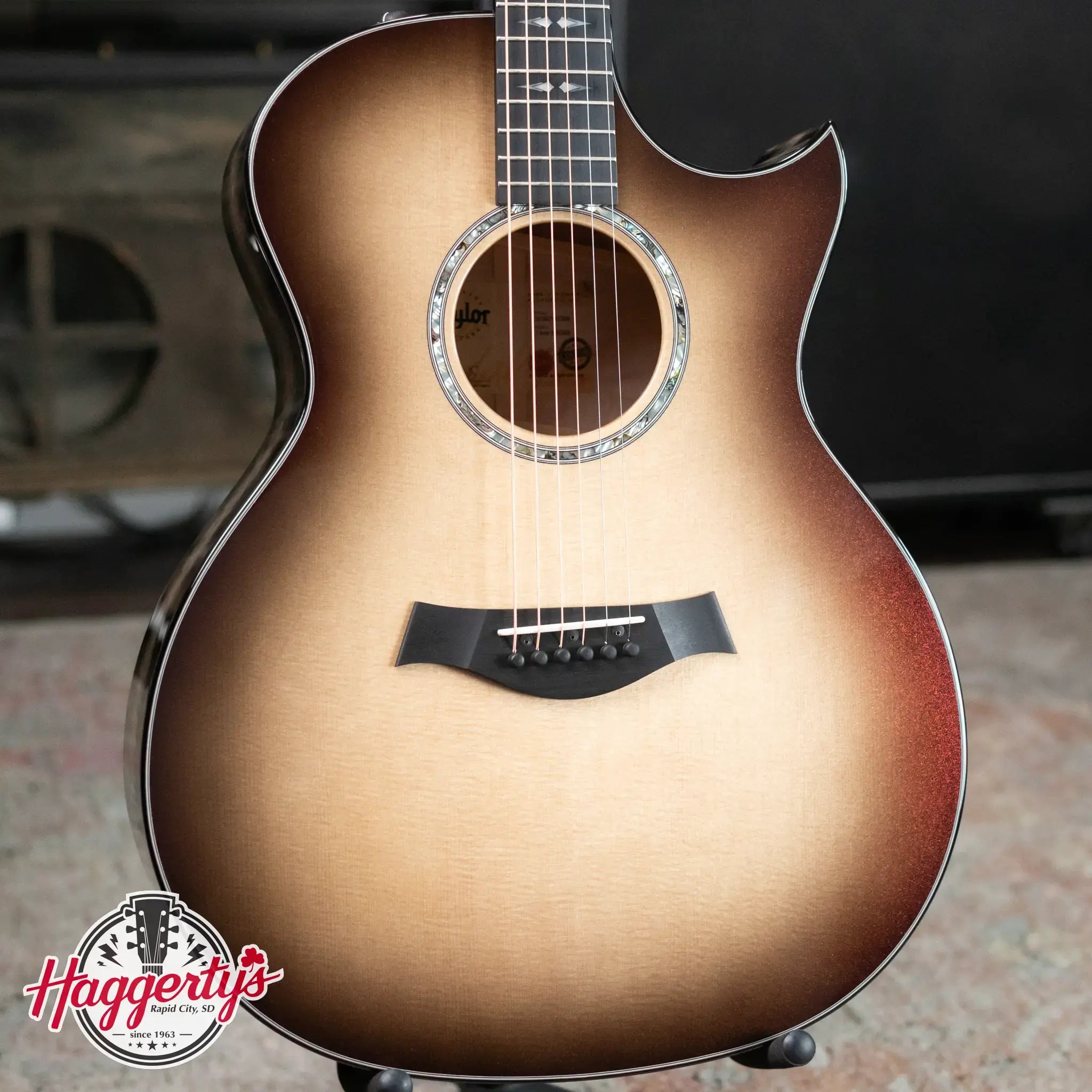 Taylor Custom Shop C14ce Grand Auditorium Quilt Maple Acoustic/Electric Guitar, Cranberry Color Shift with Hardshell Case