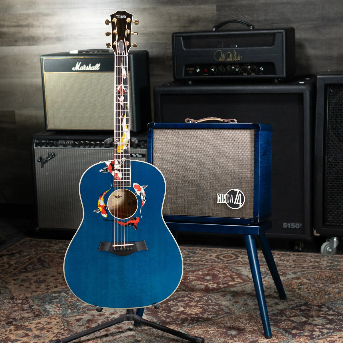 Taylor Custom Shop C17e 2025 Catch Event #41 Grand Pacific Acoustic/Electric Guitar - Living Blue Jewel with Circa 74 Amp and Hardshell Case - Floor Model