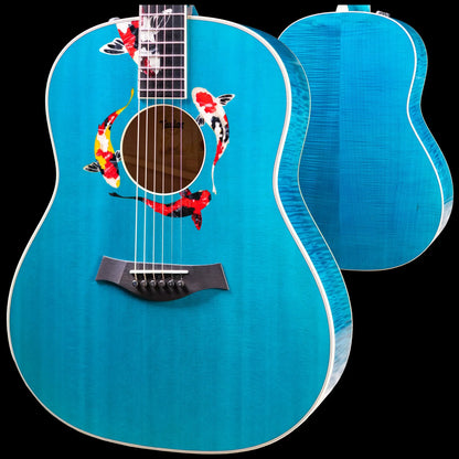 Taylor Custom Shop C17e Koi Fish Grand Pacific Acoustic/Electric Guitar - Living Blue Jewel with Hardshell Case