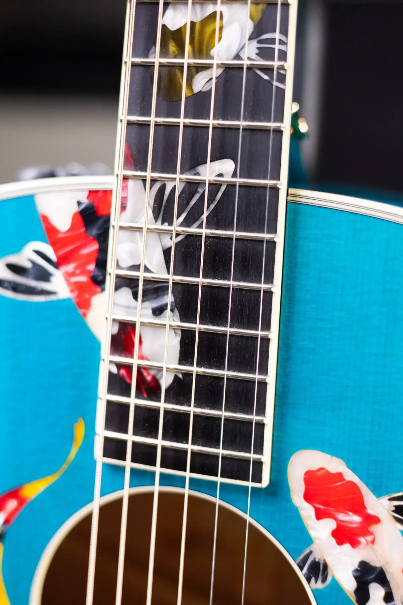 Taylor Custom Shop C17e Koi Fish Grand Pacific Acoustic/Electric Guitar - Living Blue Jewel with Hardshell Case