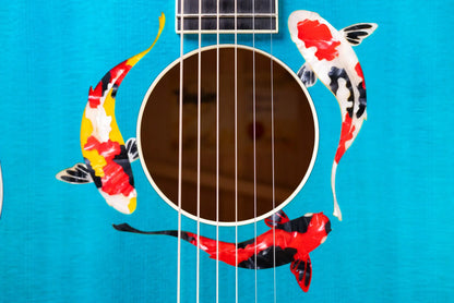 Taylor Custom Shop C17e Koi Fish Grand Pacific Acoustic/Electric Guitar - Living Blue Jewel with Hardshell Case