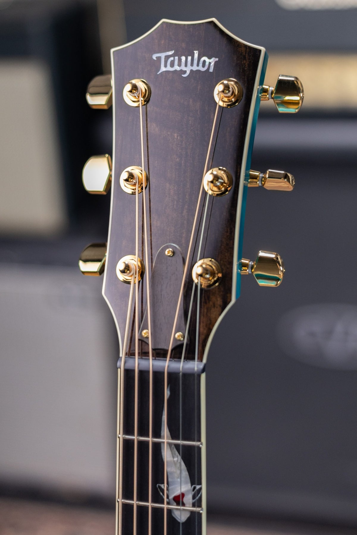 Taylor Custom Shop C17e Koi Fish Grand Pacific Acoustic/Electric Guitar - Living Blue Jewel with Hardshell Case
