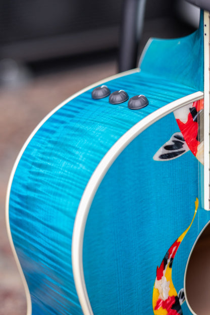 Taylor Custom Shop C17e Koi Fish Grand Pacific Acoustic/Electric Guitar - Living Blue Jewel with Hardshell Case