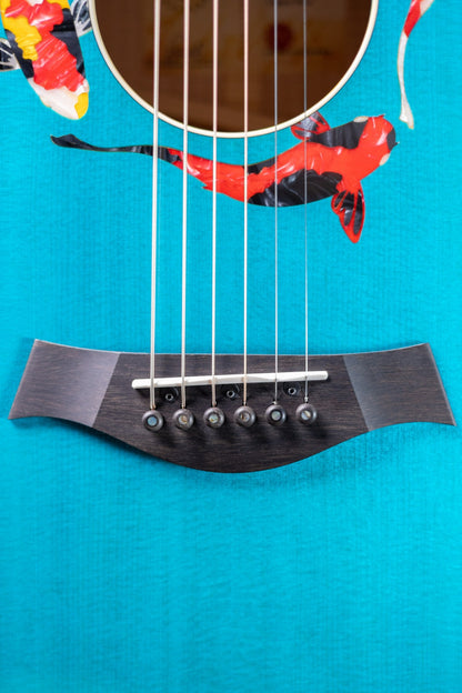 Taylor Custom Shop C17e Koi Fish Grand Pacific Acoustic/Electric Guitar - Living Blue Jewel with Hardshell Case