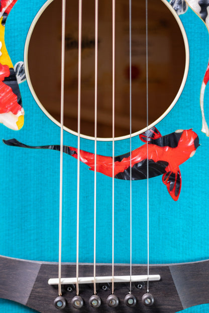Taylor Custom Shop C17e Koi Fish Grand Pacific Acoustic/Electric Guitar - Living Blue Jewel with Hardshell Case