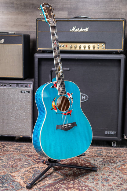 Taylor Custom Shop C17e Koi Fish Grand Pacific Acoustic/Electric Guitar - Living Blue Jewel with Hardshell Case
