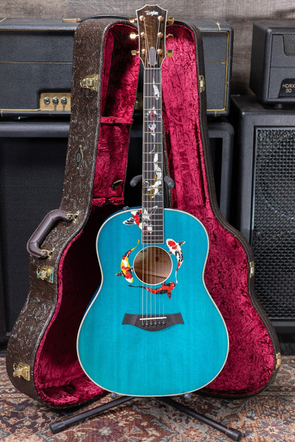 Taylor Custom Shop C17e Koi Fish Grand Pacific Acoustic/Electric Guitar - Living Blue Jewel with Hardshell Case