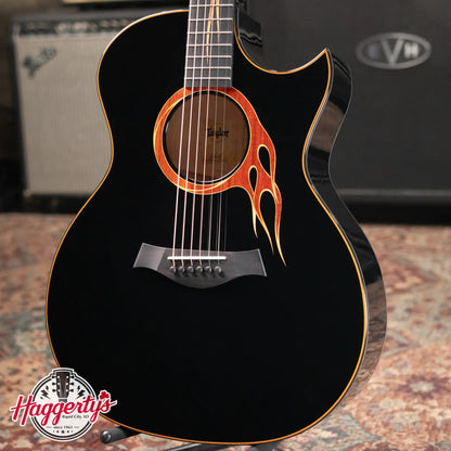 Taylor Custom Shop Grand Auditorium Acoustic/Electric Guitar - Hot Rod Black with Hardshell Case - Factory Demo