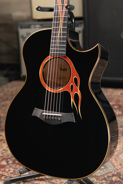 Taylor Custom Shop Grand Auditorium Acoustic/Electric Guitar - Hot Rod Black with Hardshell Case - Factory Demo