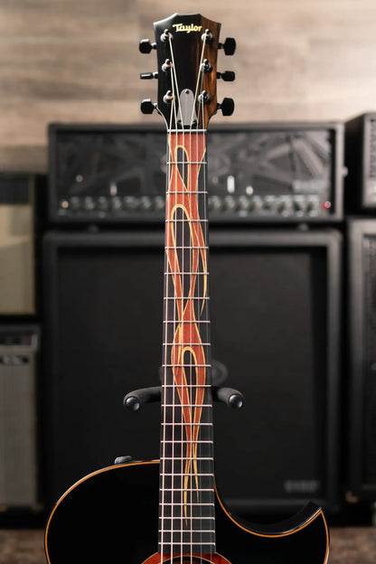 Taylor Custom Shop Grand Auditorium Acoustic/Electric Guitar - Hot Rod Black with Hardshell Case - Factory Demo