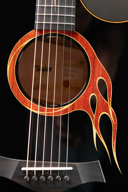 Taylor Custom Shop Grand Auditorium Acoustic/Electric Guitar - Hot Rod Black with Hardshell Case - Factory Demo