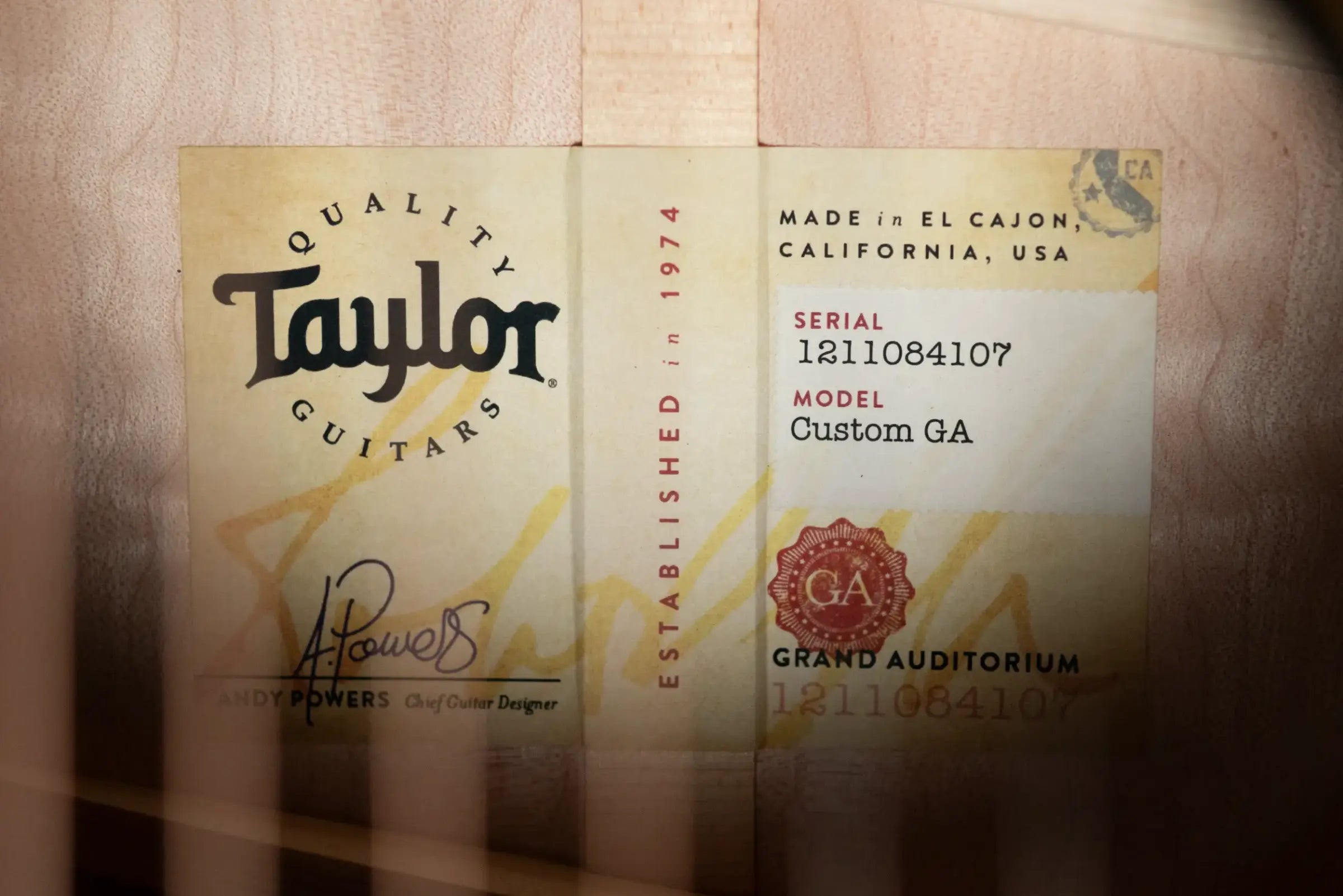 Taylor Custom Shop Grand Auditorium Acoustic/Electric Guitar - Hot Rod Black with Hardshell Case - Factory Demo
