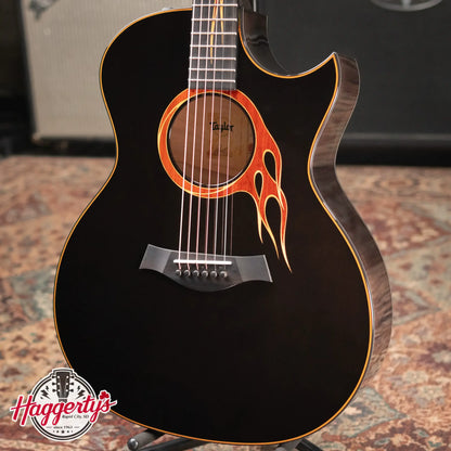Taylor Custom Shop Grand Auditorium Acoustic/Electric Guitar - Hot Rod Black with Hardshell Case