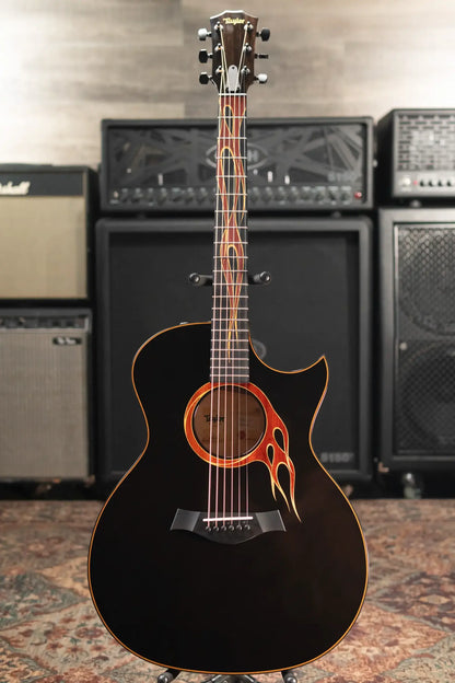 Taylor Custom Shop Grand Auditorium Acoustic/Electric Guitar - Hot Rod Black with Hardshell Case