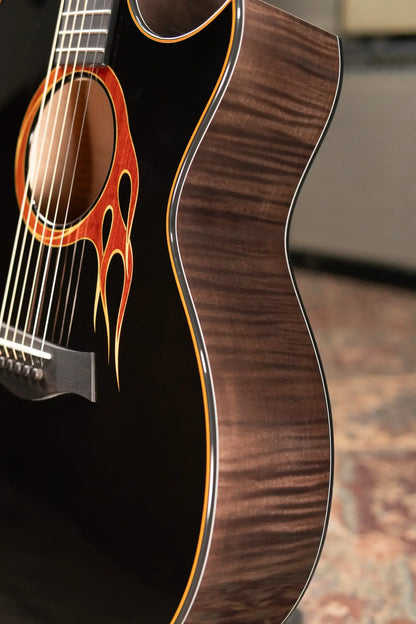 Taylor Custom Shop Grand Auditorium Acoustic/Electric Guitar - Hot Rod Black with Hardshell Case