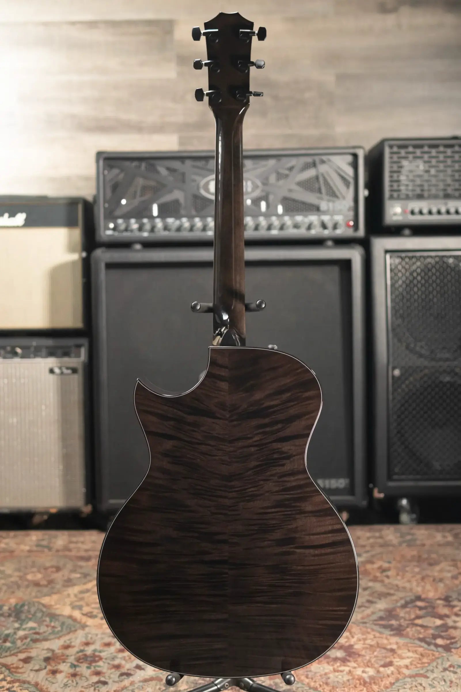 Taylor Custom Shop Grand Auditorium Acoustic/Electric Guitar - Hot Rod Black with Hardshell Case