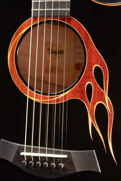 Taylor Custom Shop Grand Auditorium Acoustic/Electric Guitar - Hot Rod Black with Hardshell Case