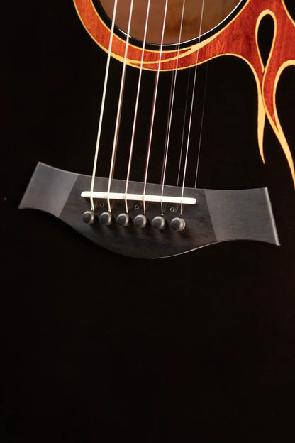 Taylor Custom Shop Grand Auditorium Acoustic/Electric Guitar - Hot Rod Black with Hardshell Case