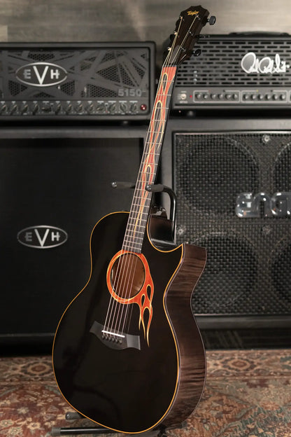 Taylor Custom Shop Grand Auditorium Acoustic/Electric Guitar - Hot Rod Black with Hardshell Case
