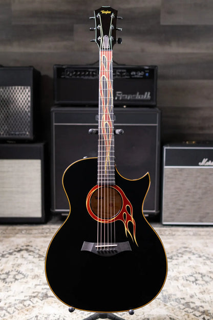 Taylor Custom Shop Grand Auditorium Acoustic/Electric Guitar - Hot Rod Black with Hardshell Case