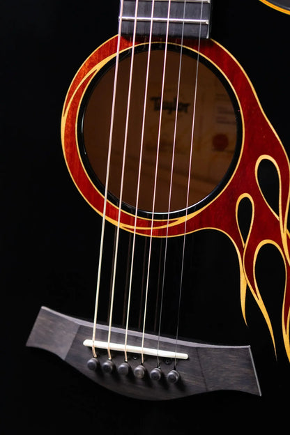 Taylor Custom Shop Grand Auditorium Acoustic/Electric Guitar - Hot Rod Black with Hardshell Case