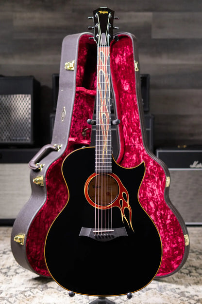 Taylor Custom Shop Grand Auditorium Acoustic/Electric Guitar - Hot Rod Black with Hardshell Case