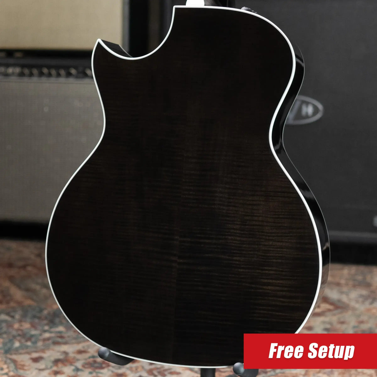 Taylor Custom Shop Grand Auditorium Thin Body Acoustic/Electric Guitar - Transparent Black with Hardshell Case