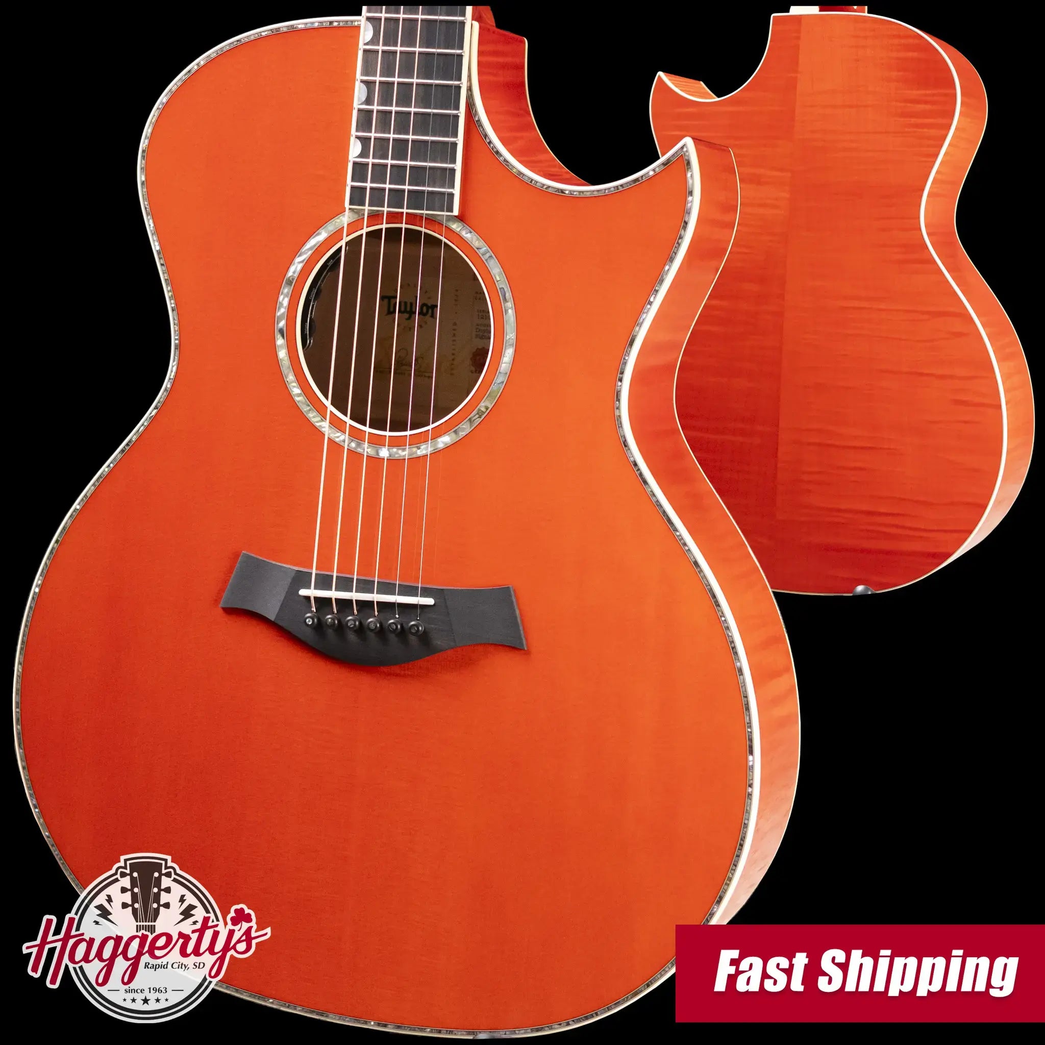 Taylor Doyle Dykes Signature Model Grand Auditorium Acoustic/Electric Guitar - Translucent Orange with Aerocase