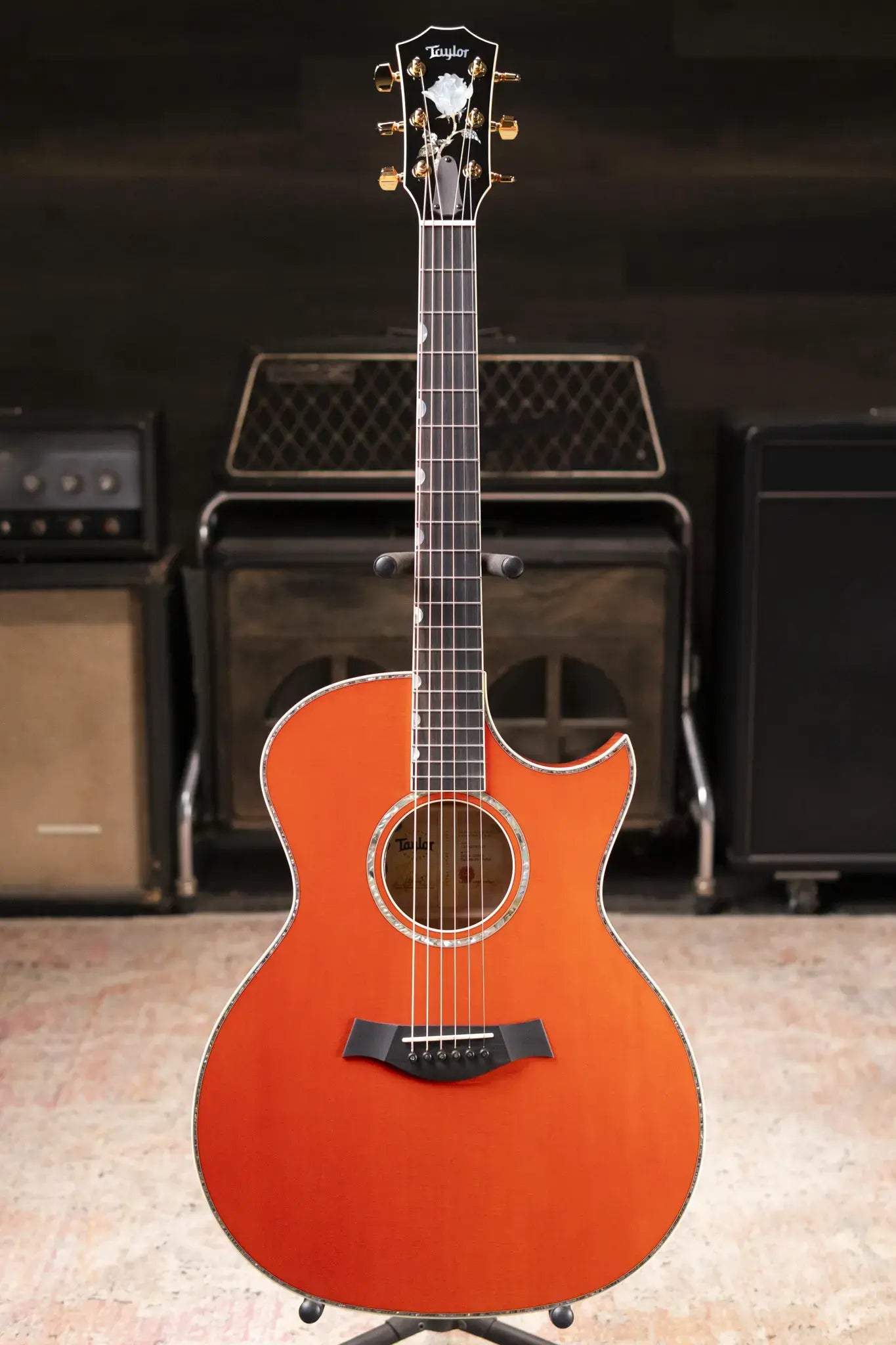 Taylor Doyle Dykes Signature Model Grand Auditorium Acoustic/Electric Guitar - Translucent Orange with Aerocase