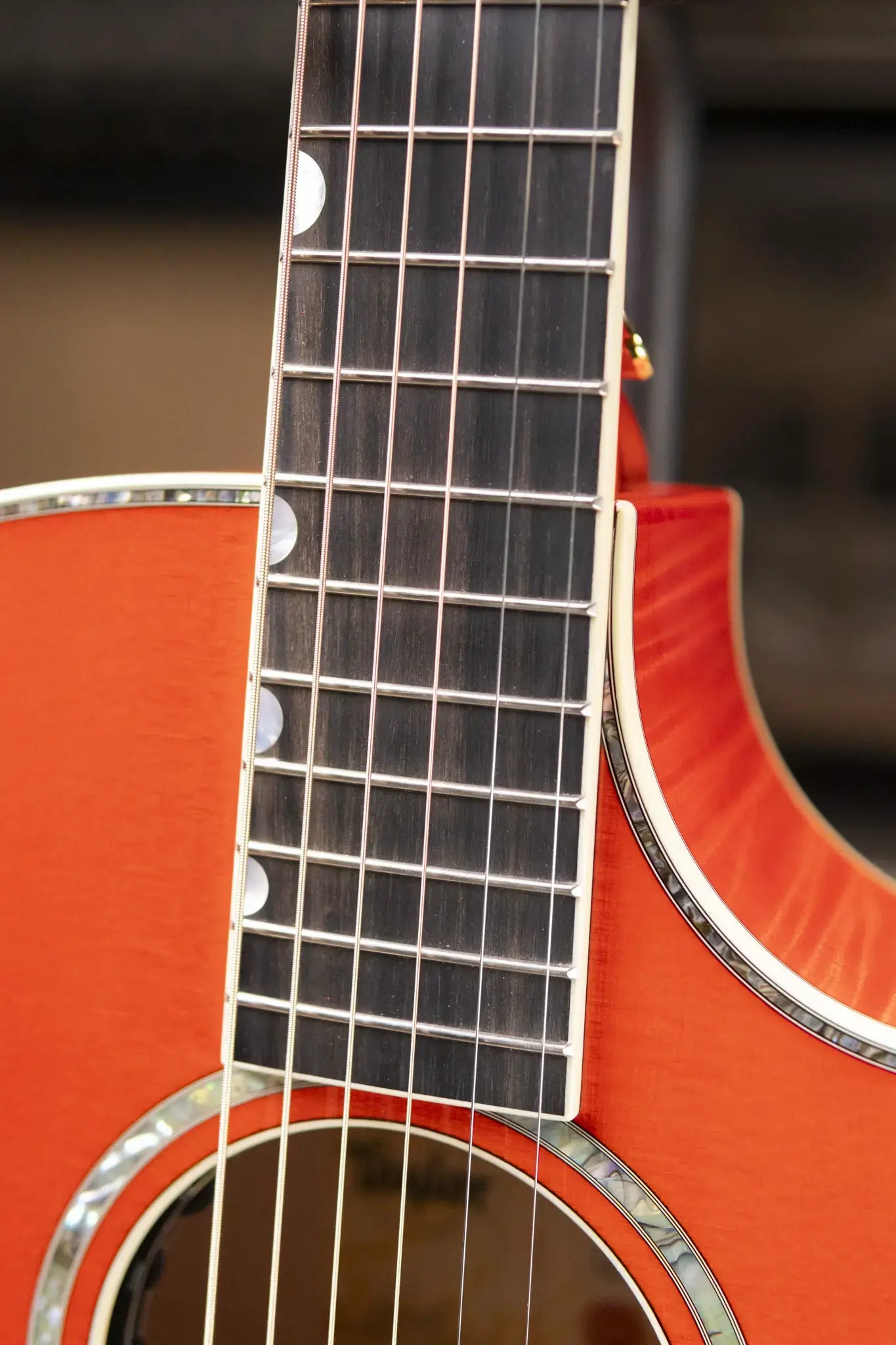 Taylor Doyle Dykes Signature Model Grand Auditorium Acoustic/Electric Guitar - Translucent Orange with Aerocase