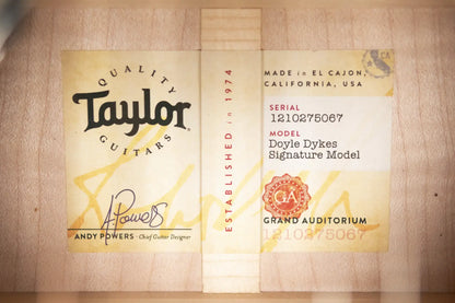 Taylor Doyle Dykes Signature Model Grand Auditorium Acoustic/Electric Guitar - Translucent Orange with Aerocase