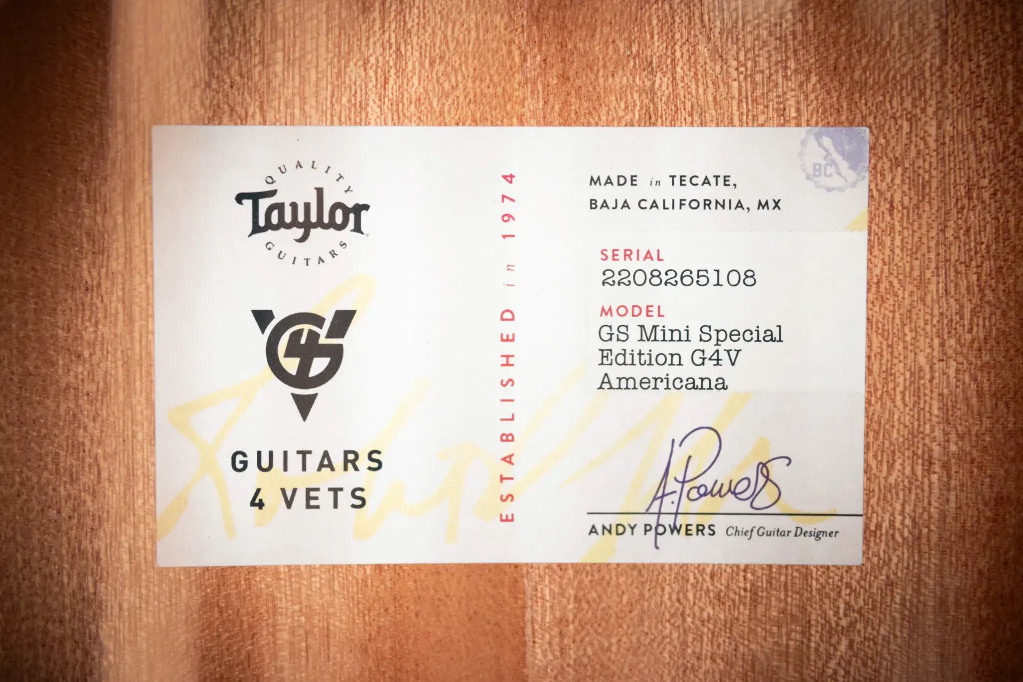 Taylor GS Mini Special Edition Guitars 4 Vets Americana Acoustic Guitar with GS Mini Bag