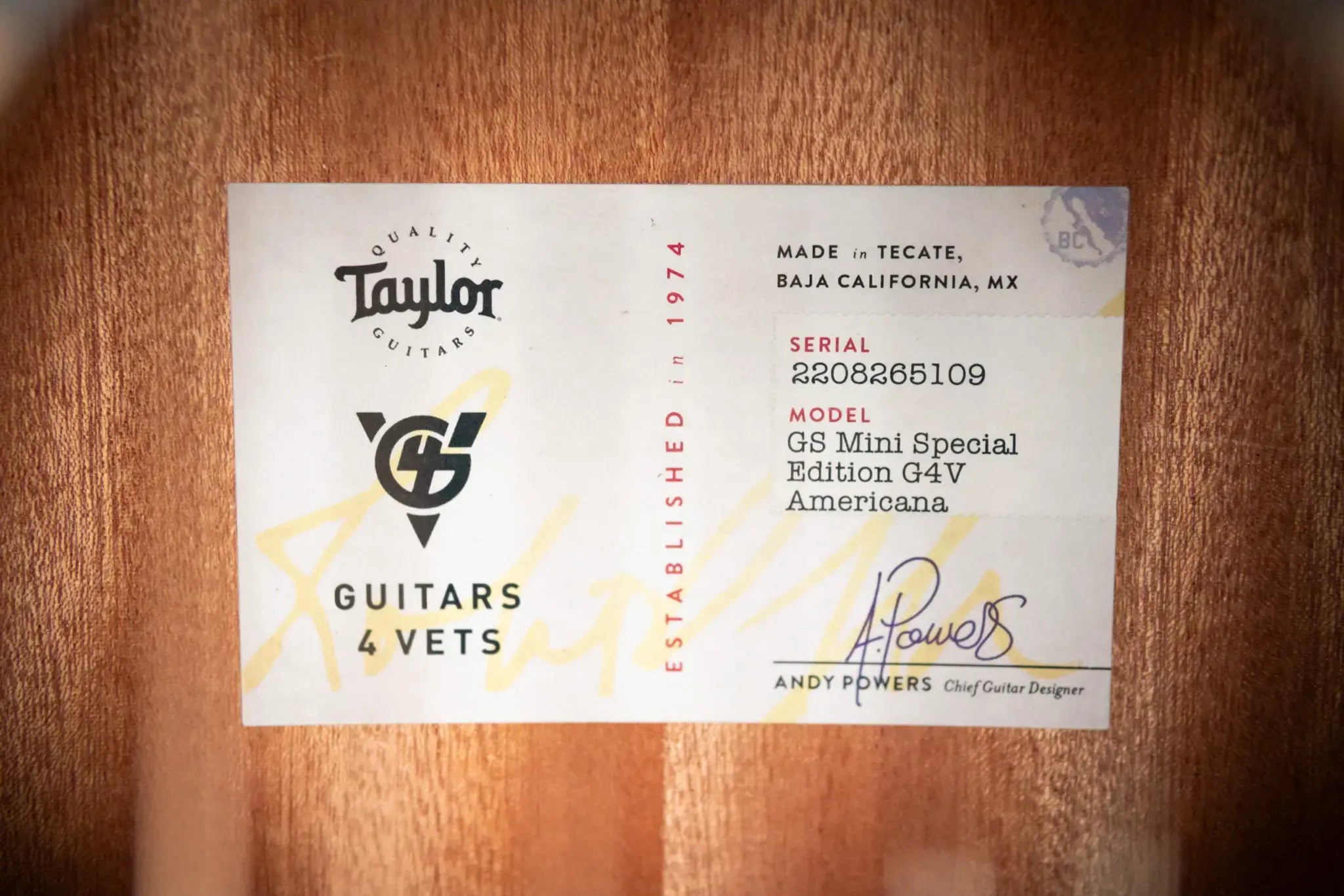 Taylor GS Mini Special Edition Guitars 4 Vets Americana Acoustic Guitar with GS Mini Bag