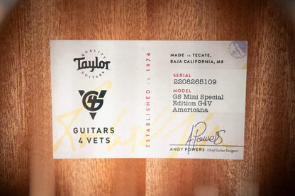Taylor GS Mini Special Edition Guitars 4 Vets Americana Acoustic Guitar with GS Mini Bag