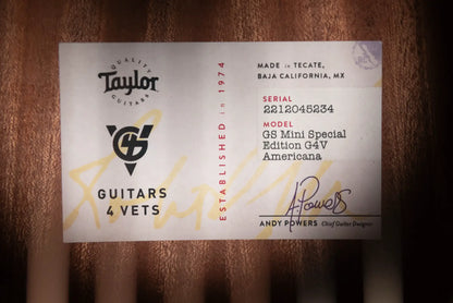 Taylor GS Mini Special Edition Guitars 4 Vets Americana Acoustic Guitar with Gig Bag