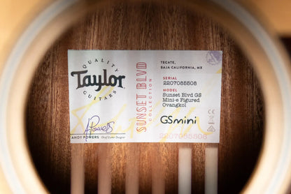 Taylor GS Mini-e Acoustic/Electric Guitar - Figured Ovangkol with GS Mini Hard Bag - Factory Demo