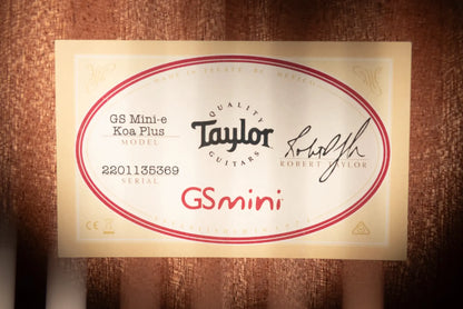 Taylor GS Mini-e Koa Plus Left-Handed Acoustic/Electric with Aerocase