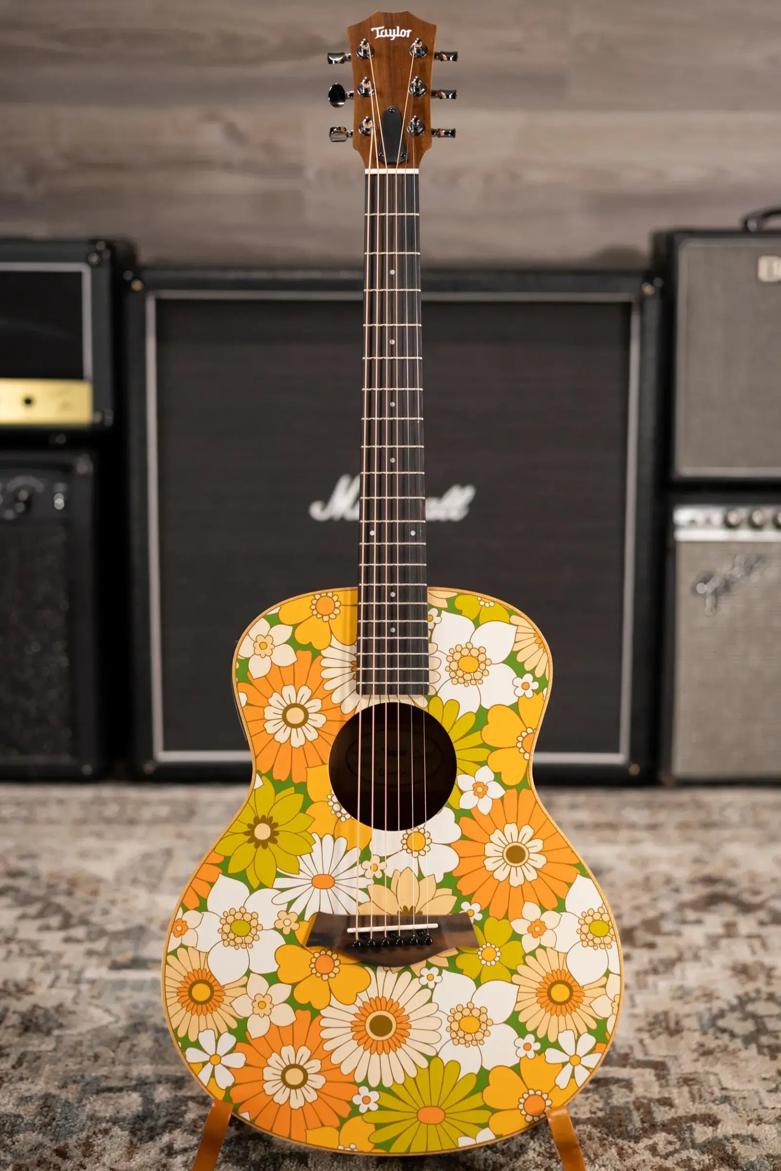 Taylor GS Mini-e Special Edition Acoustic/Electric Guitar - Floral Green with GS Mini Hard Bag