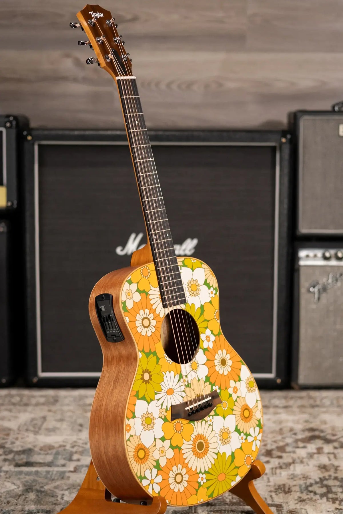 Taylor GS Mini-e Special Edition Acoustic/Electric Guitar - Floral Green with GS Mini Hard Bag