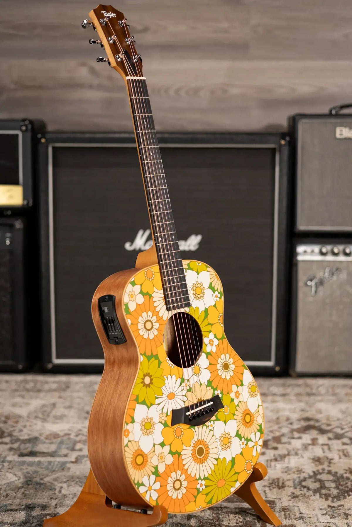 Taylor GS Mini-e Special Edition Acoustic/Electric Guitar - Floral Green with GS Mini Hard Bag