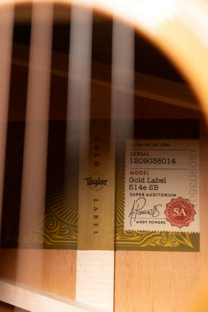 Taylor Gold Label 514e SB Super Auditorium Acoustic/Electric Guitar - Sunburst with Firestripe Pickguard and Hardshell Case